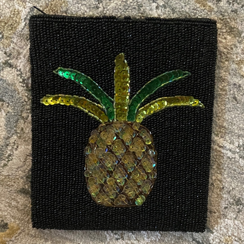 Black Pineapple Sequin and Beaded Clutch
